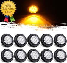 10Pcs 2” Inch round Led Marker Lights 9 Amber LED Reflectors Clear Lens picture