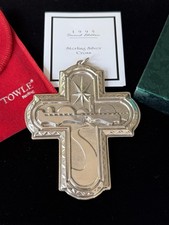 1995 TOWLE 2nd Edition Sterling Silver Christmas Cross Ornament Pendant w/Box picture