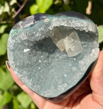 Natural Sugar Rainbow Amethyst Heart | Seafoam Blue Green Druzy Geode | picture