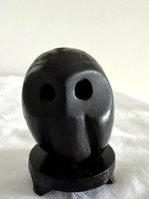 VTG Santa Clara Pueblo Blackware Pottery Owl 2” Miniature Merton Sisneros Signed picture