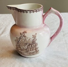 Antique Beautiful Nimy Pitcher Transferware Jug Pitcher Made in Belgium 6” picture