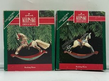 1990 & 1991 Hallmark Rocking Horse Lot of 2 Ornaments -  picture