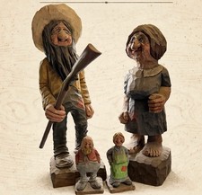 JR McNeill 31” Hillbilly Wooden Folk Art Carved Sculptures picture