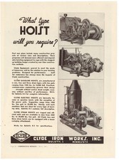 1944 Clyde Iron Works of Duluth Minnesota Ad: Gas Electric & Steam Hoist Pics picture