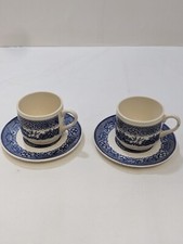 Vtg Blue Willow Coffee or Tea Cup And Saucer Set Of 2  USA picture