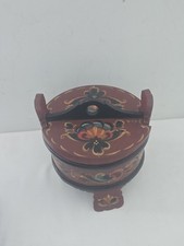 Vintage Norwegian Rosemaling Wooden Bowl H.P.B. Signed Hand Painted Folk Art picture