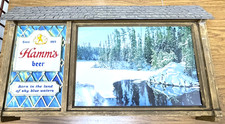 Vintage Hamm’s Beer Scene-O-Rama Lighted Sign Sky Blue Waters Chalet picture