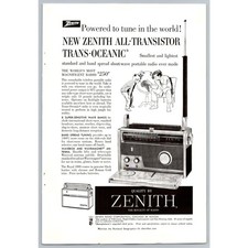 Zenith 1958 Magazine Print Ad All-Transistor Trans-Oceanic Radio Vintage picture