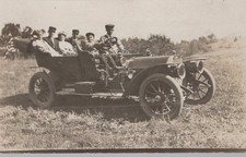 Antique Touring Car 1909 Young People Field Brass Era Auto - RPPC Photo Postcard picture