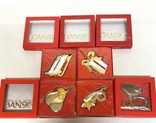 5-Dansk Silver & Gold Ornaments Star, Gift, Pear, Sled, Horn- Neil Cohen-NIB picture