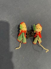 Vintage Flocked Christmas Ornaments Set Set Of 5 picture
