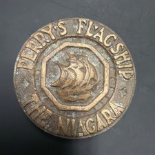 Vintage Brass Commemorative Paperweight Perry's Flagship The Niagara War of 1812 picture