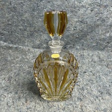 Vintage Echt Bleikristall Gepresst Lead Crystal Decanter Amber Cut Glass 9.5” picture