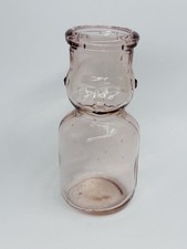 Brookfield Dairy Pink Glass 1/2 Pint Baby Face Top Milk Cream 5.5