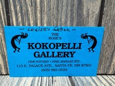 Vintage Kokopelli Gallery The Roses Business Card Pottery Jewelry Santa Fe NM picture