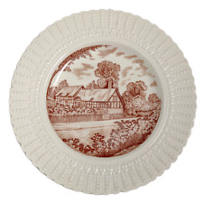 Royal Cauldon Plate Anne Hathaway's Cottage White Hobnail England Brown Scene picture
