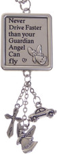 Never Drive Faster Than Your Guardian Angel Can Fly Car Charm picture