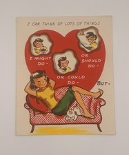 Vintage Americard Valentines Day Girl Couch Dog picture