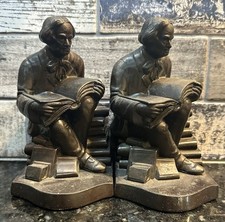 NUART Bronzed Metal Bookends Elbert Hubbard ROYCROFT Arts & Crafts Founder picture