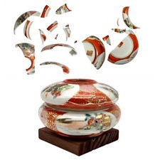 Kintsugi Japanese Kutani Porcelain Hair Receiver Gold Crack Personal Growth Gift picture