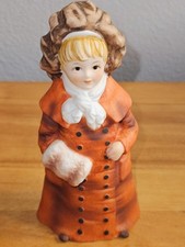Vintage Rare Lefton KW 3119 Girl/ Lady Figurine Rust Coat Japan 5.5