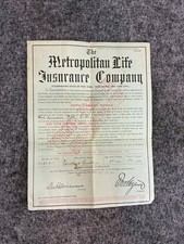 Vintage 1894 Metropolitan Life Insurance Policy Document picture