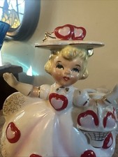 Relpo Valentine Day Planter Girl  Heart 1655 Kitsch Retro HTF VTG Cute Vintage picture
