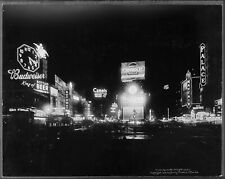 Old 8X10 Photo, 1930's Times Square north at night, New York City  2164u picture