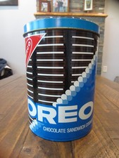 Cool Vintage 1970s OREO Tin Cylinder Container - Large 7.5