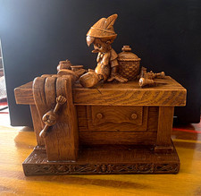Disney Pinocchio & Geppetto Carved Wood Lidded Box, Medium, 1993 picture