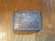 Vintage Sterling Silver Overlay Wage Western Belt Buckle Berry Edge picture