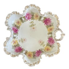 Rosenthal RC Monbijou Vtg Bowl Candy Dish Scalloped Edge Handled Floral Yellow picture