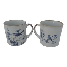 Sunnycraft Vintage Stoneware Korea 21128 Coffee Mug Cup Blue Bird 1970s Set of 2 picture
