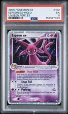 2005 Pokemon EX Unseen Forces Espeon EX Holo 102/115 PSA 5 Three Swirls 🌀 picture