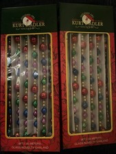 VINTAGE CHRISTMAS TREE GLASS BEAD GARLANDS KURT ADLER 12 FEET TOTAL LOT OF 2 picture