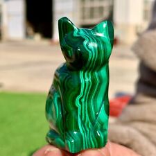 96G Rare Natural Malachite quartz hand Carved Crystal cat Healing picture