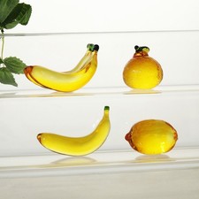 Yellow Crystal Fruit Figurine Collectible Paperweight Glass Fruit Ornament Gift picture