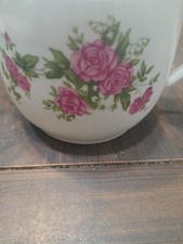 Vintage White Handpainted Pircelean Teapot Pink Roses Gold Trim Shabby Chic picture