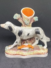 Rare Staffordshire Dog Early 19th Century Figurine Vase Victorian Spill Vase picture