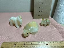3X CARVED ONYX DONKEY MULE Turtle FIGURES WHITE picture