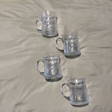 4 Vintage Mugs Glass Arcoroc Canterbury France Embossed Crocus Weighted picture