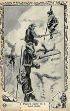 1909 PEARY NORTH POLE EXPEDITION CARD #18: PEARY'S PARTY IN A HARD CLIMB picture