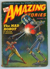 AMAZING STORIES January 1944 VG-3.5 Sci-Fi MAD ROBOT COVER PULP MAGAZINE BOOK picture
