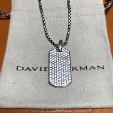 David yurman Sterling Silver 35mm Streamline Dog Tag With Gray Sapphire 22 inch picture