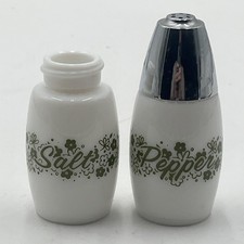 Vintage Gemco Westinghouse Green Crazy Daisy Salt Pepper Shakers - Pyrex Corelle picture