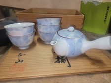 Vintage Japanese Hagi Ware Tea Set Matsuo Yuka Chaki-zoroe  Teapot Cups picture