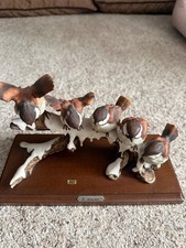 G. Armani Bird Figurine Sparrows On Snowy Branch - Hand Painted Signed Italy 9” picture