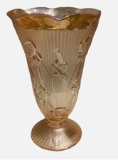 Carnival Glass Footed Vase JEANETTE 9