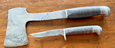 Vintage  Western Black Beauty Knife & Hatchet Combo Set w/orig sheath --1050.24 picture