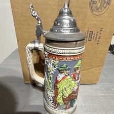 Vintage  Bavarian Tavern lidded beer stein, by Simon Peter Gerz in West Germany picture